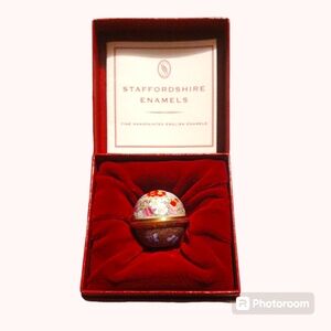 Staffordshire Enamel spherical, Flower Basket in original box